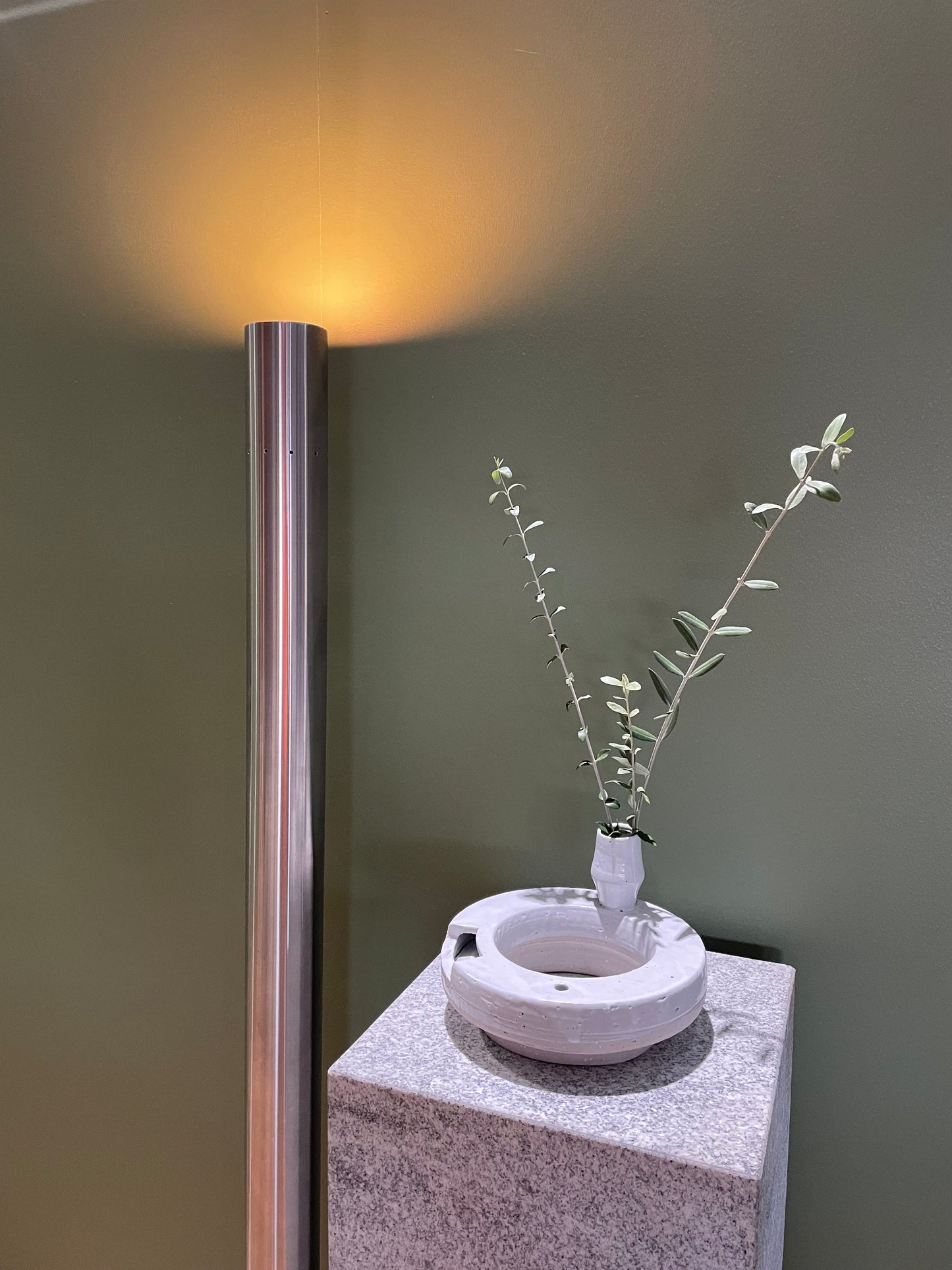 Italian Chrome and Marble Floor Lamp, Italy 1980s