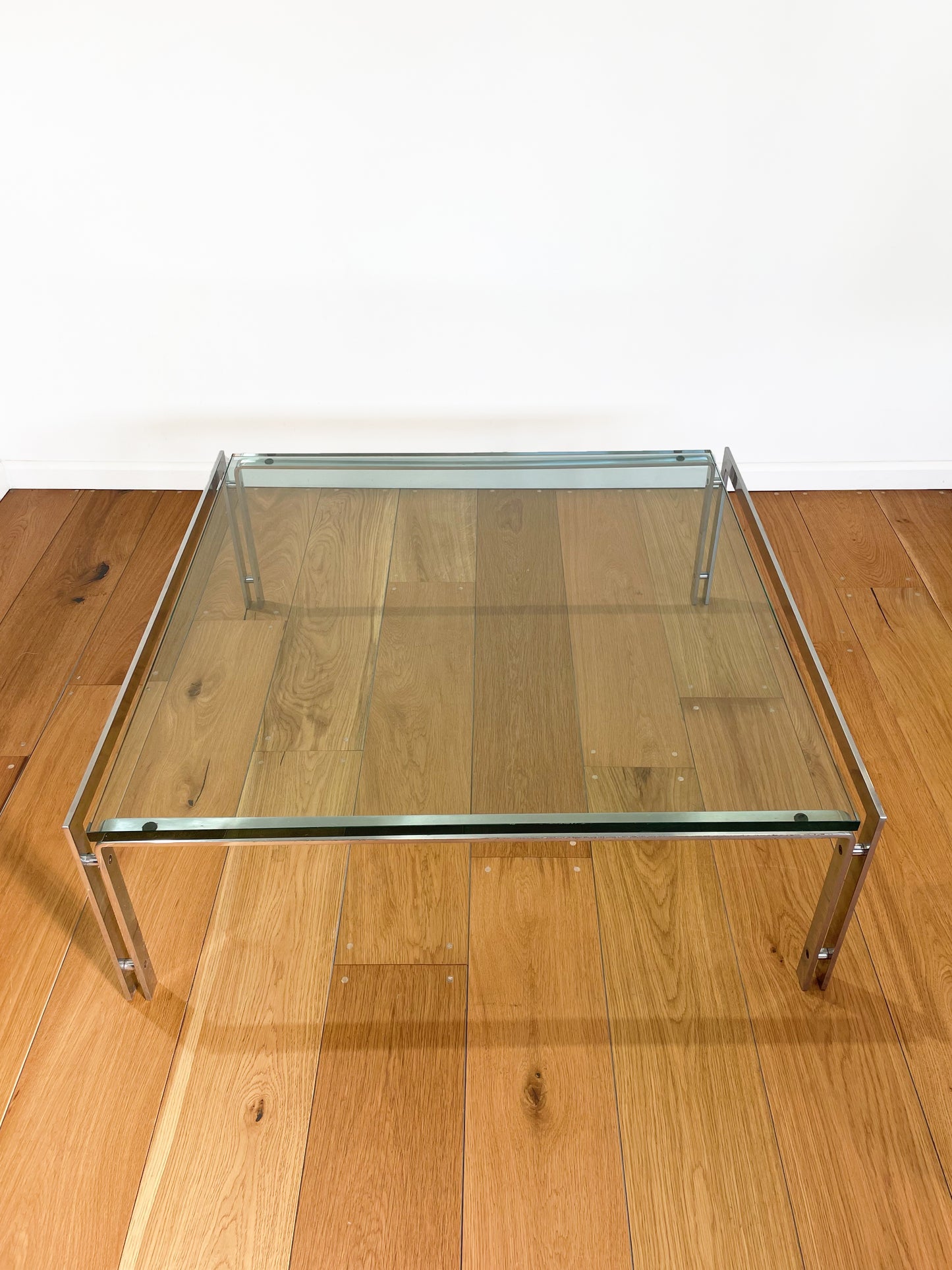 Iconic German glass and steel minimalist coffee table