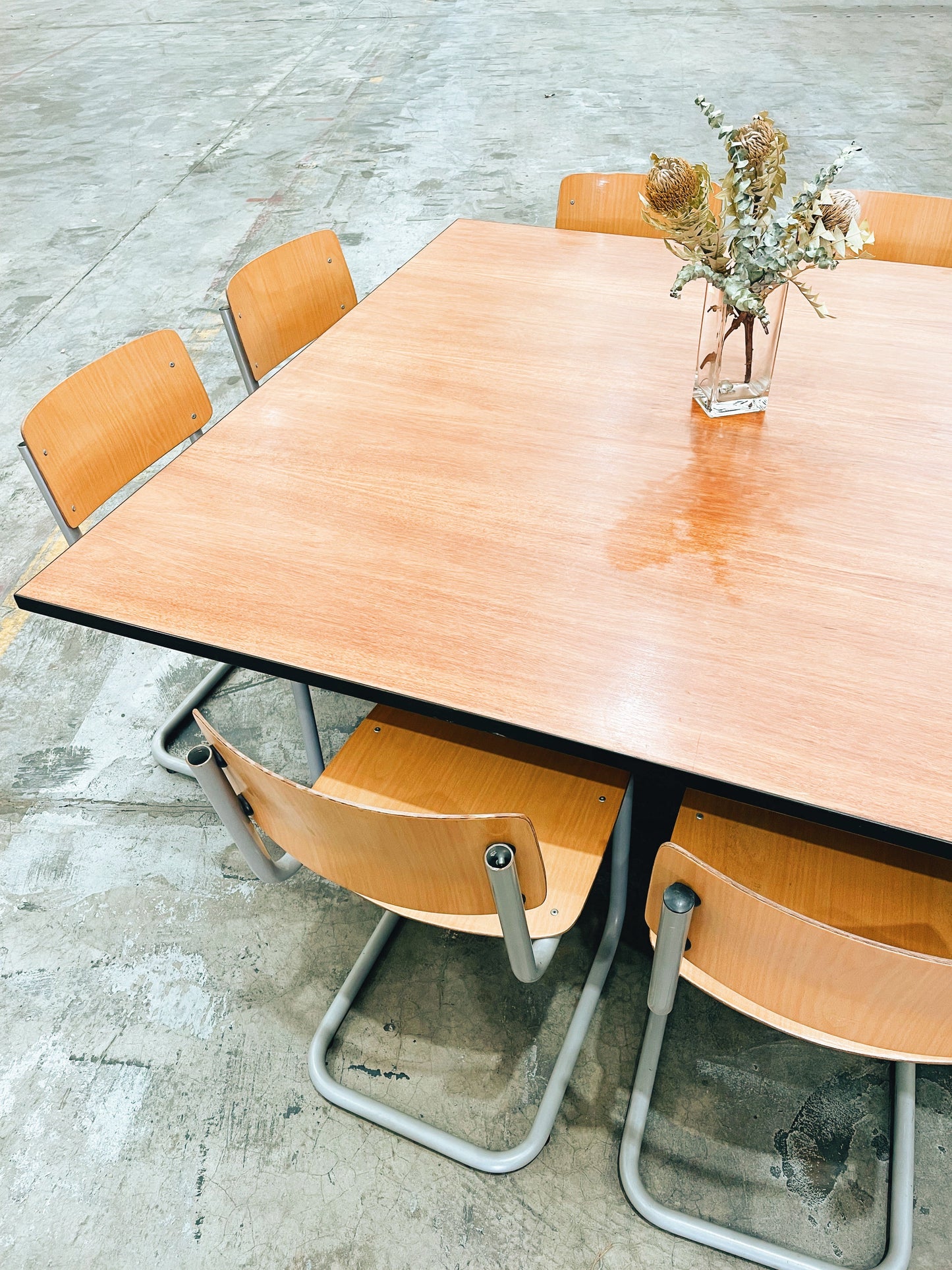 Eames midcentury conference table with Rosewood top and segmented steel base 1960s designer office furniture