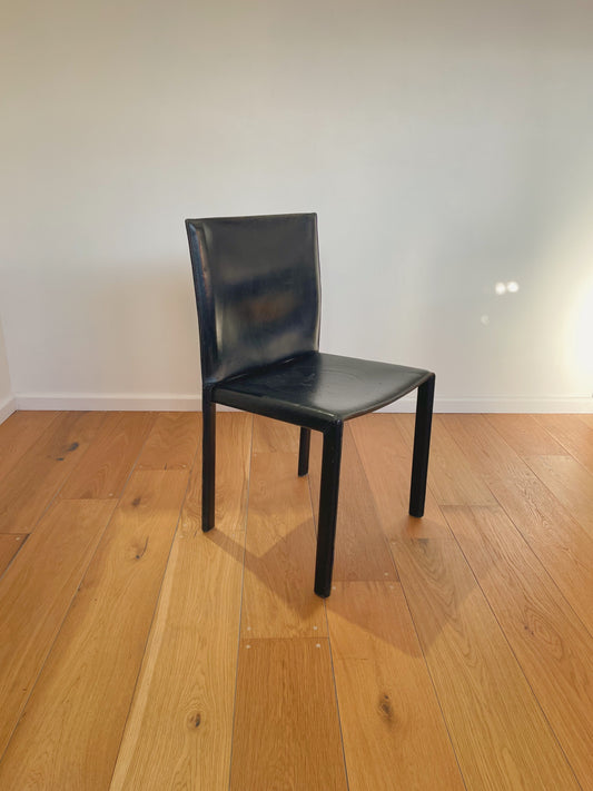 Enrico Pellizzoni Black Leather Chair 1980s