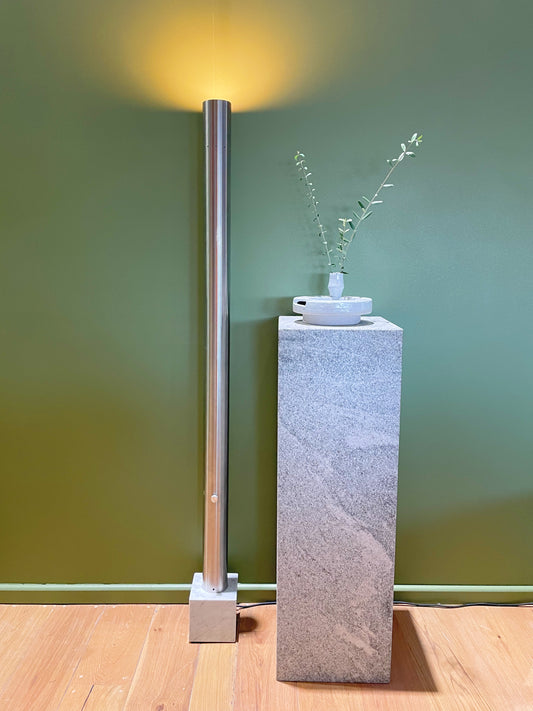 Italian Chrome and Marble Floor Lamp, Italy 1980s