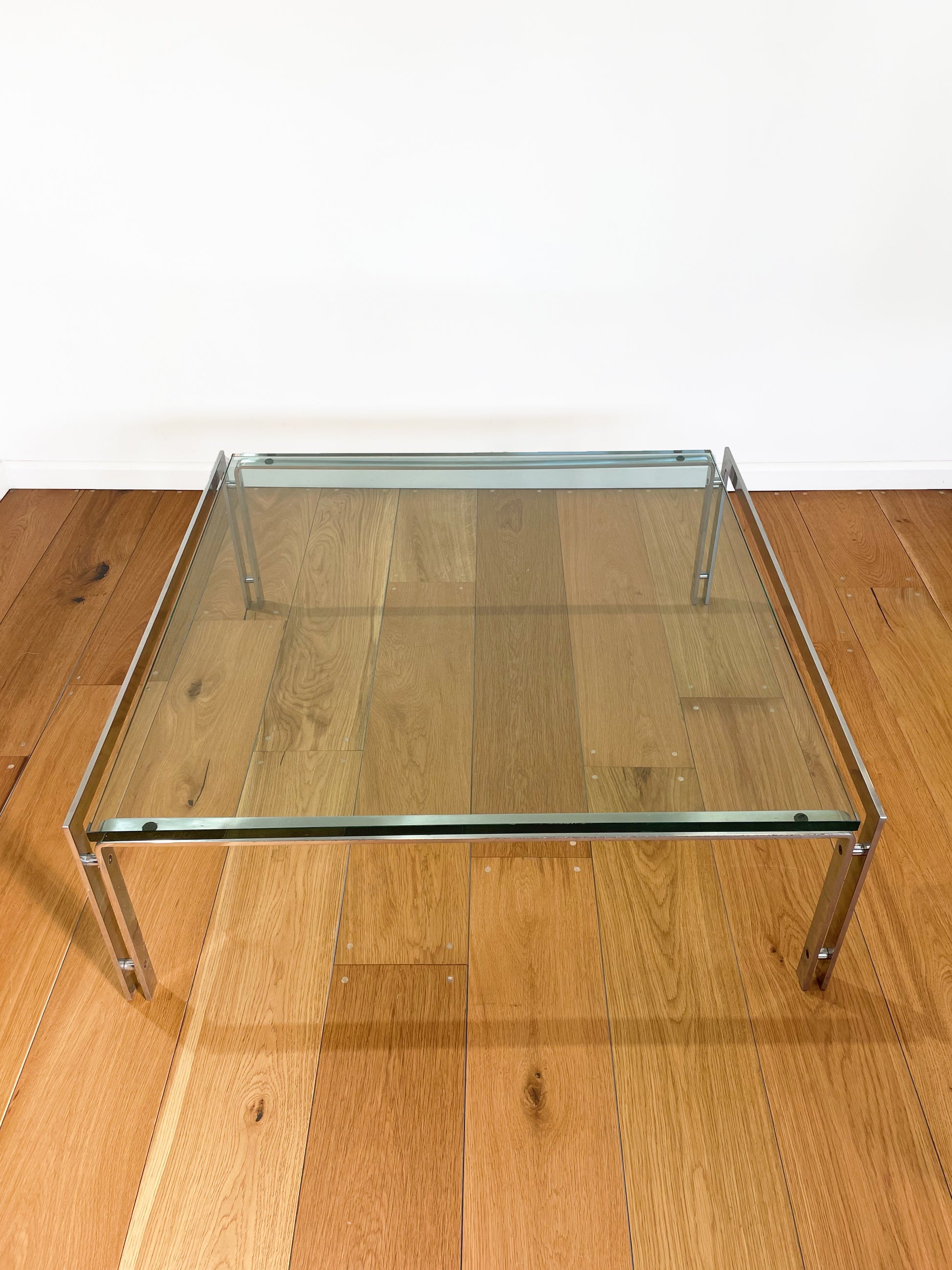 Iconic German glass and steel minimalist coffee table